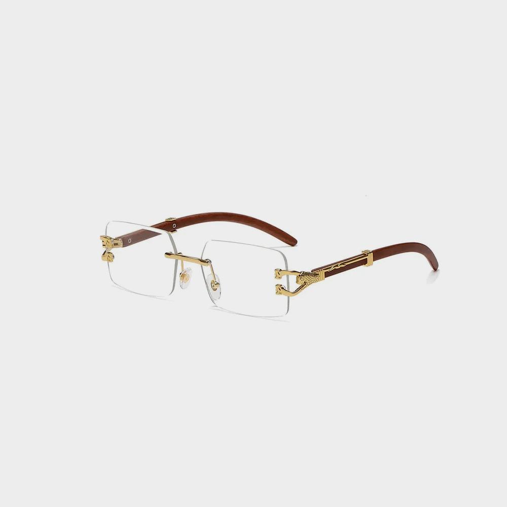 Classic Vintage Rimless Square Leopard Head Sunglasses - Imagem 4