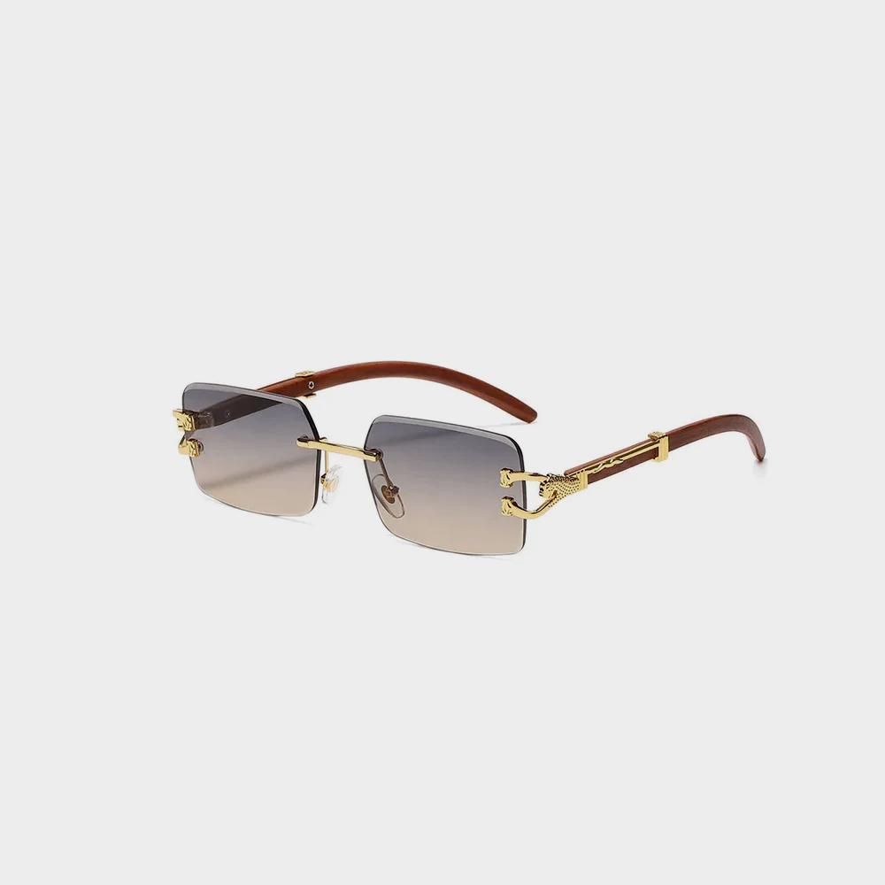 Classic Vintage Rimless Square Leopard Head Sunglasses - Imagem 3