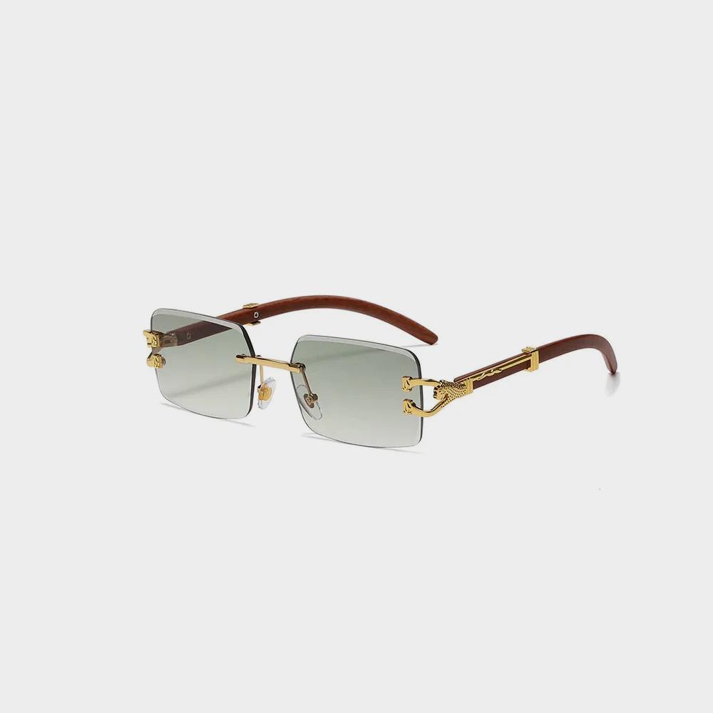 Classic Vintage Rimless Square Leopard Head Sunglasses - Imagem 2