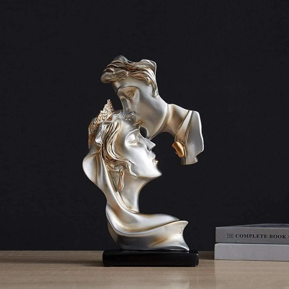 Couple Figurines Statue Romantic Carved Crafts Ornament Kissing Lover Resin Sculpture Modern Art - Imagem 5